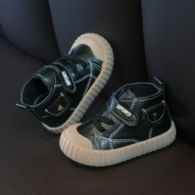 Padded And Thickened Soft-soled Toddler Shoes For Boys And Girls (Option: Black-16)