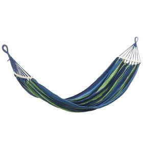 Camping Travel Beach Double Hammock Canvas Hanging Hammock Swing Bed (material: Canvas, Color: Blue Stripe)