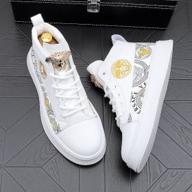 Men's Fashion Personality Versatile Print Board Shoes (Option: White-38)